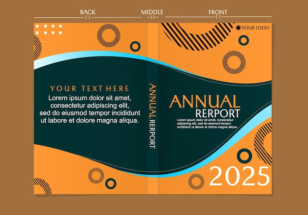 conjunto de portadas de informes anuales con diseños elegantes y modernos. fondo verde marron