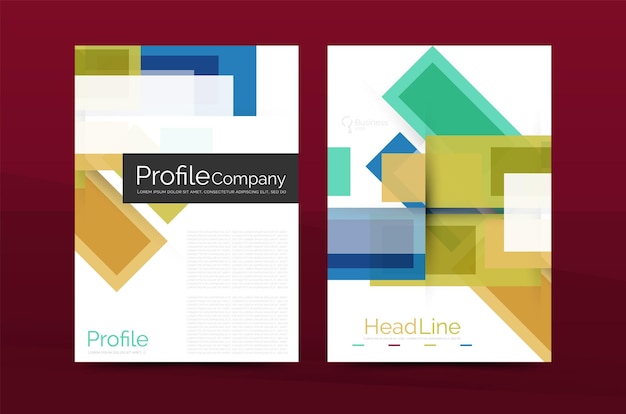 Conjunto de portadas de informes anuales de negocios geométricos modernos