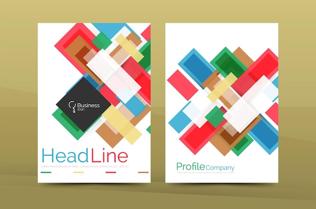 Conjunto de portadas de informes anuales de negocios geométricos modernos