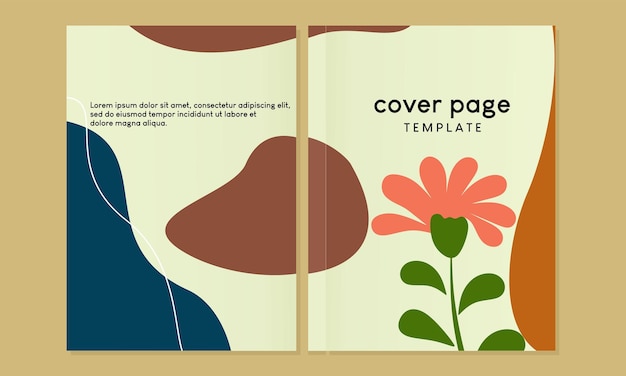 Conjunto de portadas de moda. diseño floral de dibujos animados. Para cuadernos, planificadores, folletos, diarios, libros, catálogos