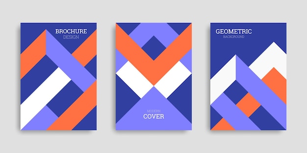 Conjunto de portadas de negocios abstractos con formas geométricas.