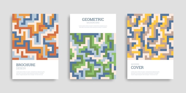 Conjunto de portadas de negocios abstractos con formas geométricas