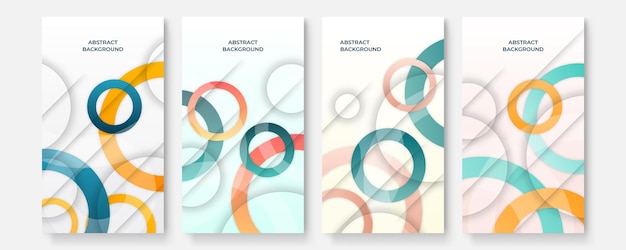 Conjunto de portadas de plantillas de redes sociales abstractas modernas, diseño de portadas mínimo. Fondo geométrico colorido, ilustración vectorial.