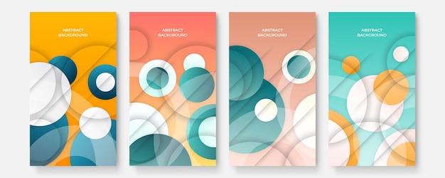 Conjunto de portadas de plantillas de redes sociales abstractas modernas, diseño de portadas mínimo. Fondo geométrico colorido, ilustración vectorial.