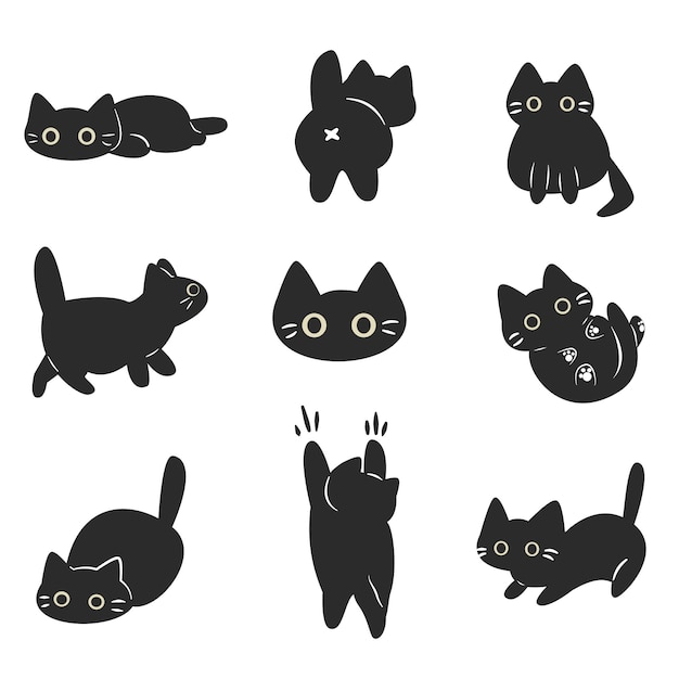 Vector conjunto de pose de gatos