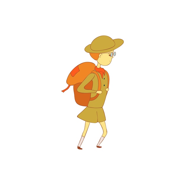 conjunto de poses de día de los niños exploradores mochila