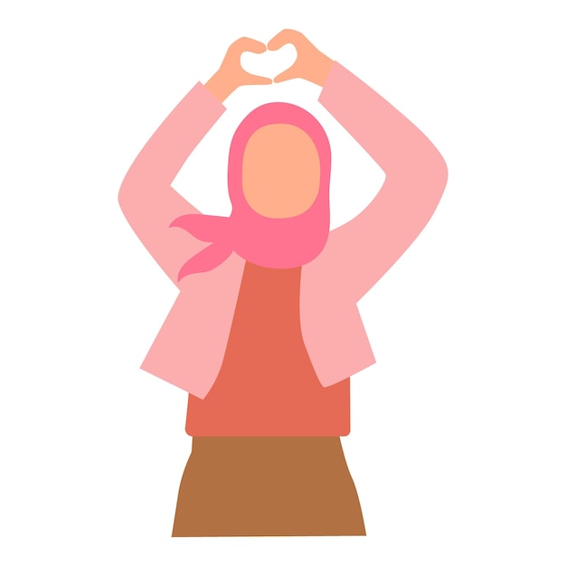 Vector conjunto de poses de una mujer hijab en la universidad rosa