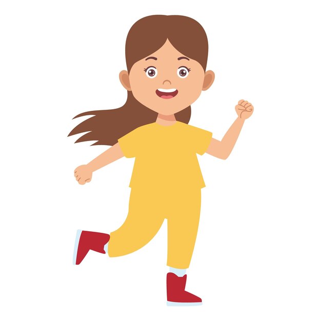 conjunto de poses de niños con ropa amarilla