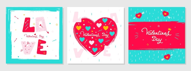 Conjunto de postales para el día de san valentín