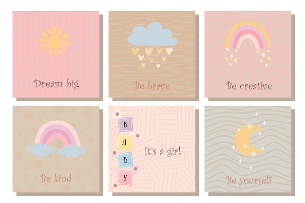 Un conjunto de postales infantiles Tarjetas para el primer cumpleaños Postales para recién nacidos Elem infantil