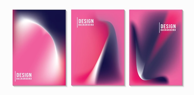 Conjunto de póster de fondo degradado de malla de color rosa y negro adecuado para su folleto de póster de diseño
