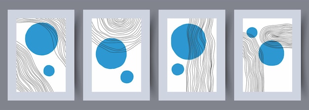 Conjunto de póster de vector de arte de pared imprimible. diseño minimalista dibujado a mano para interior escandinavo.