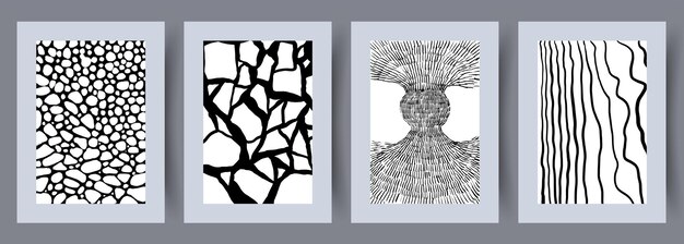 Conjunto de póster de vector de arte de pared imprimible. Diseño minimalista dibujado a mano para interior escandinavo.