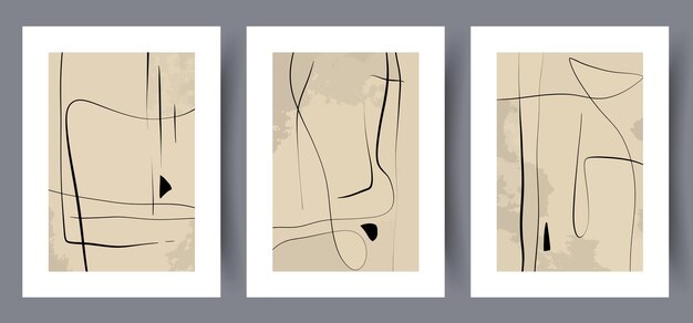 Conjunto de póster vectorial de arte de pared imprimible Conjunto de impresión de vector abstracto escandinavo para interior moderno Diseño de póster imprimible