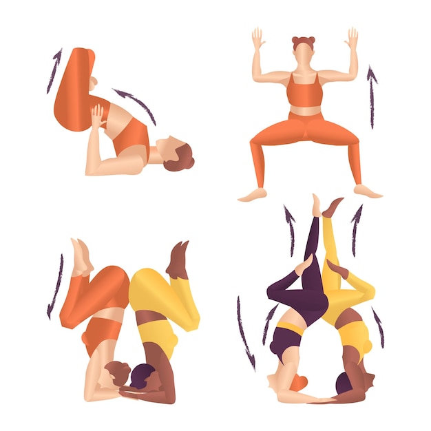 Vector conjunto de posturas de yoga