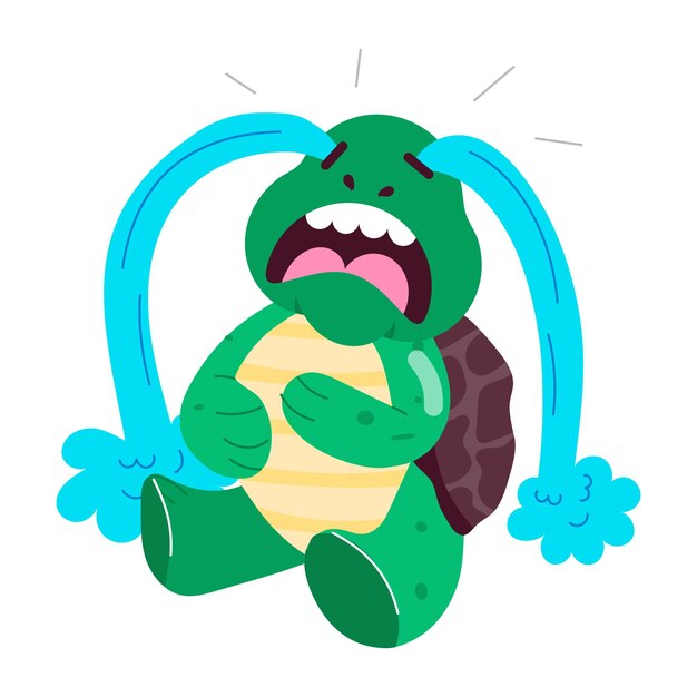 Conjunto práctico de dibujos animados de tortugas de estilo plano