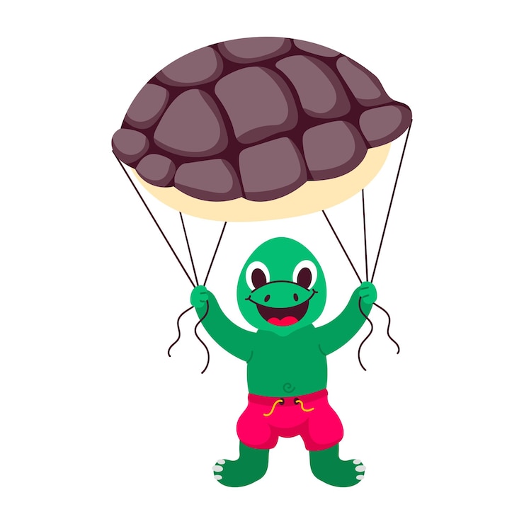 Vector conjunto práctico de dibujos animados de tortugas de estilo plano