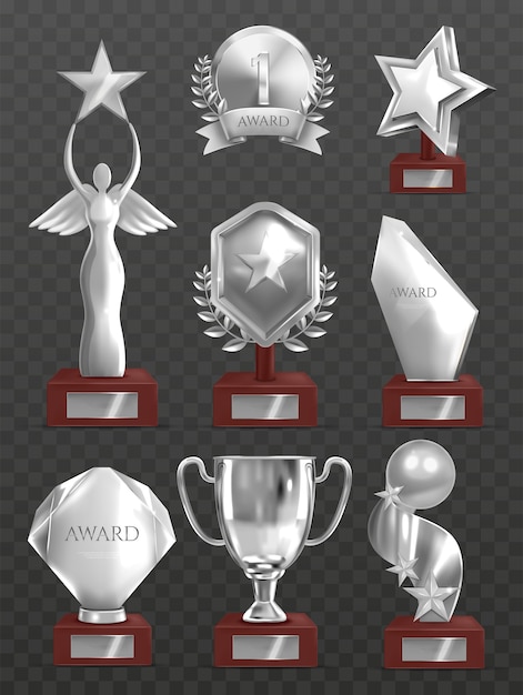 Vector conjunto de premios de plata