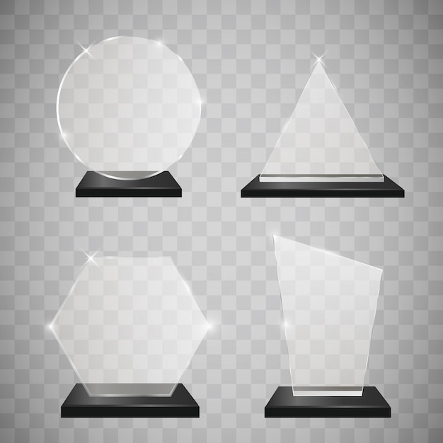 Conjunto de premios trofeo de vidrio vacío