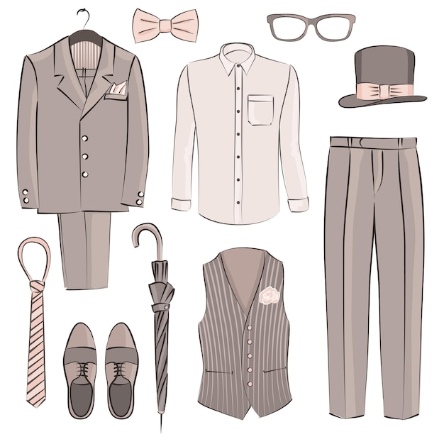 Conjunto de prendas de vestir para el novio