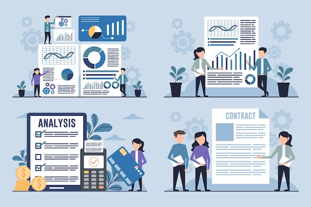 Conjunto de presentación de análisis de negocios y crecimiento del mercado