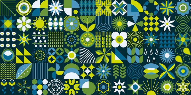 Conjunto de primavera de 72 iconos relacionados con la Pascua patrones conceptuales geométricos abstractos Plantas y flores