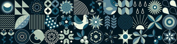 Conjunto de primavera abstracto de 36 íconos patrón conceptual geométrico positivo flores de una forma simple
