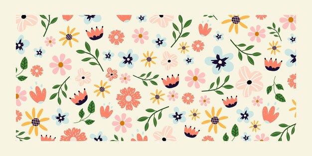 Vector conjunto de primavera dibujado a mano flores vectoriales flores que florecen en verano y primavera