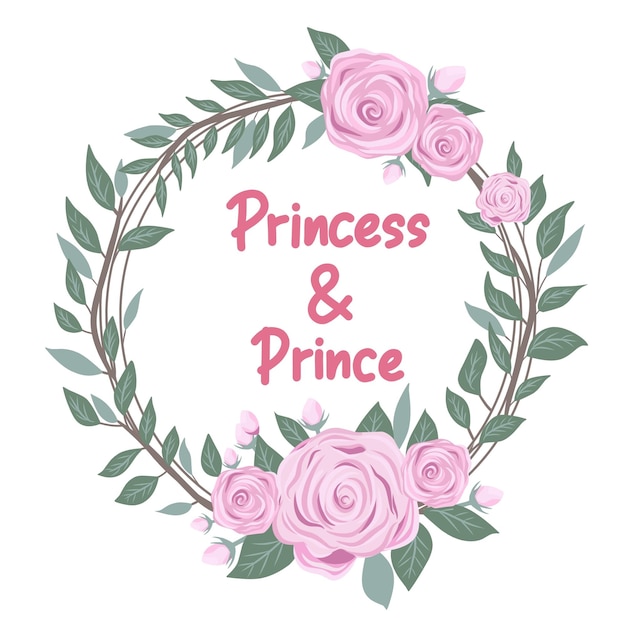 Vector conjunto de princesa y príncipe de flores de boda