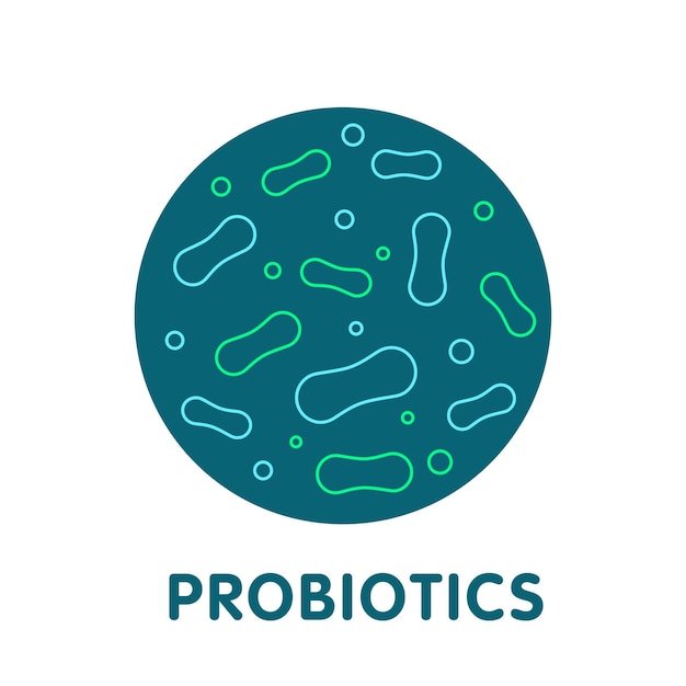 Conjunto de probióticos microscópicos Buenas bacterias y microorganismos para la salud humana Microflora bacteriana Vector