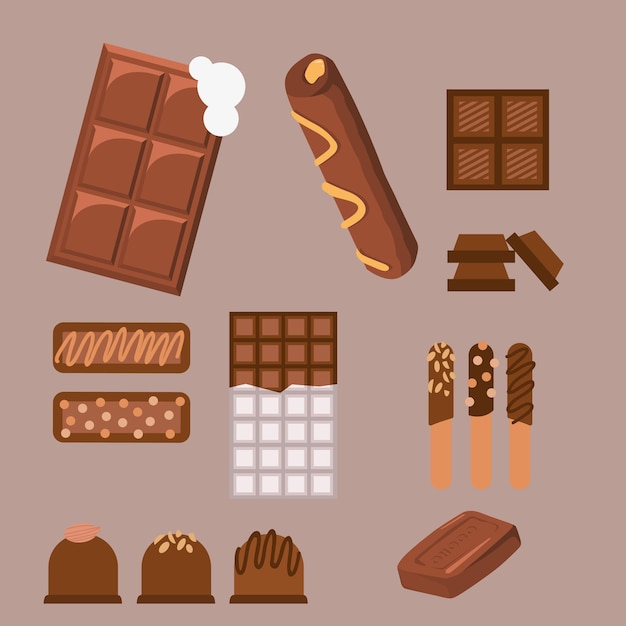 Conjunto de productos de cacao realistas Ilustración de vector gratuito