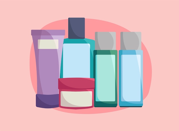 Vector conjunto de productos de cremas faciales.