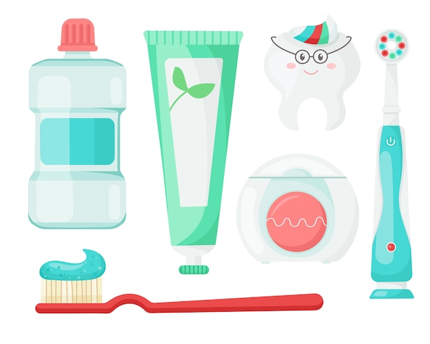 conjunto de productos de protección dental. Elementos para la cavidad bucal.