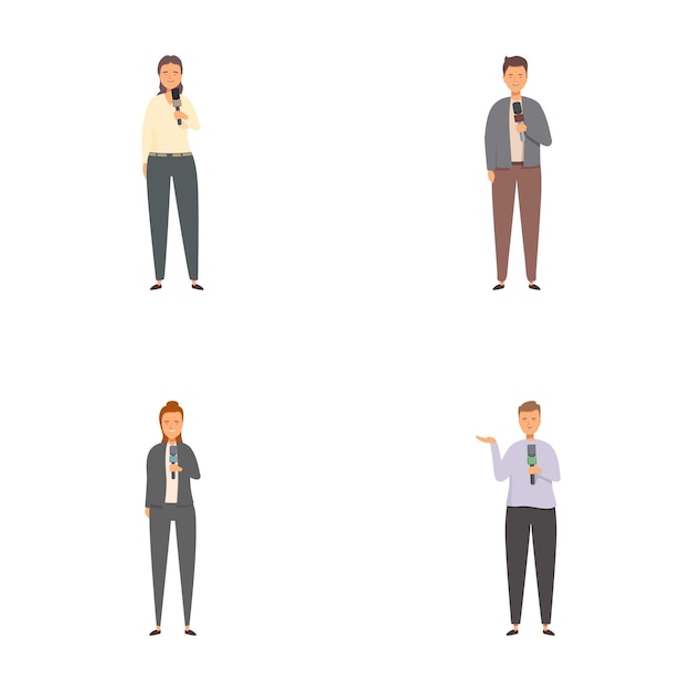 Conjunto de profesionales comerciales que sostienen dispositivos