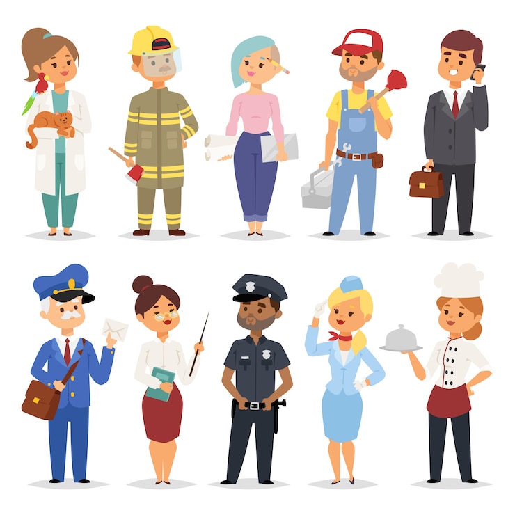 Vector conjunto de profesiones de personas.