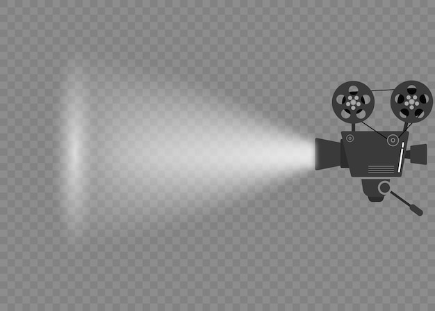 Conjunto de proyectores de cine antiguo sobre un trípode. Boceto dibujado a mano de un antiguo proyectores de cine.