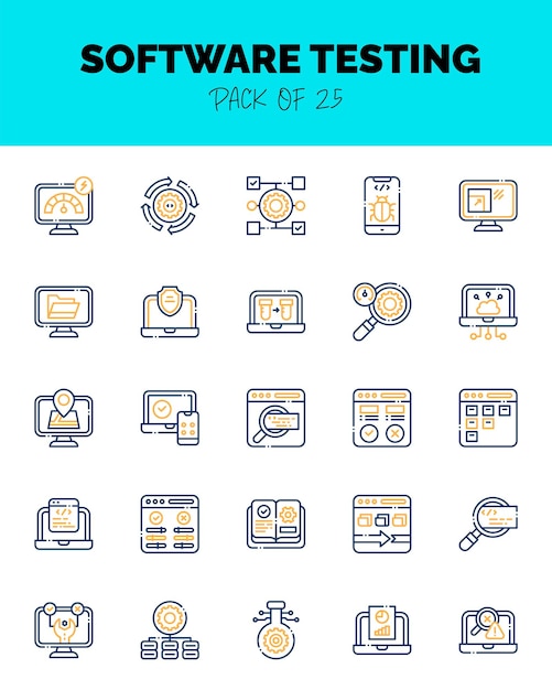 conjunto de pruebas de software dos iconos de color para el logotipo web ilustración vectorial