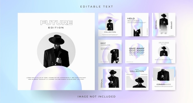 Conjunto de publicación de venta de instagram colorida holográfica