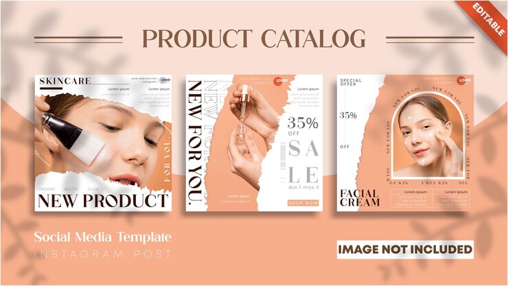Conjunto de publicaciones de instagram de belleza cosmética