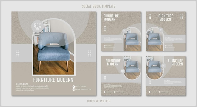 Conjunto de publicaciones de instagram de muebles modernos
