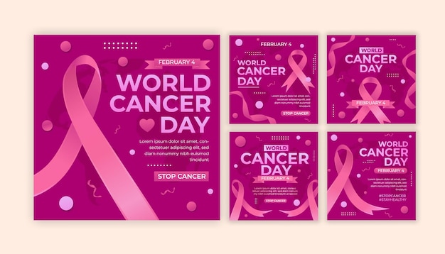 Conjunto de publicaciones en las redes sociales del Día Mundial del Cáncer