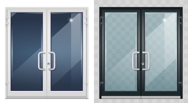 Conjunto de puertas de entrada modernas negras.