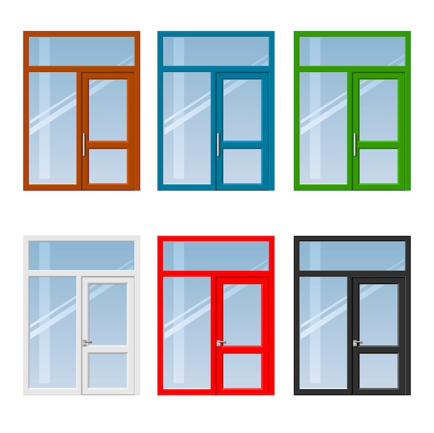 Vector conjunto de puertas y ventanas.