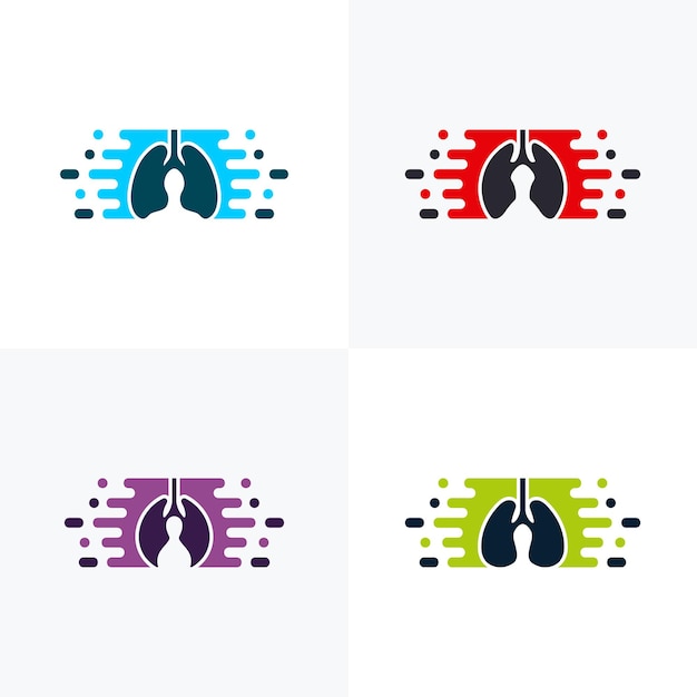 Conjunto de pulmones digitales, concepto de diseños de logotipo pixel lungs, concepto de diseño, logotipo, elemento de logotipo para plantilla