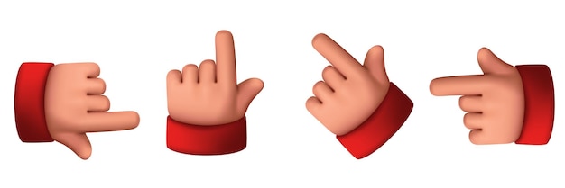 Conjunto de punteros de mano Manos de plástico suave Manos de juguete Punteros de juguete Manos de juego Clipart vectorial