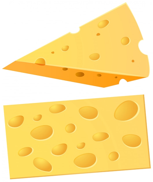 Vector un conjunto de queso en el fondo blanco