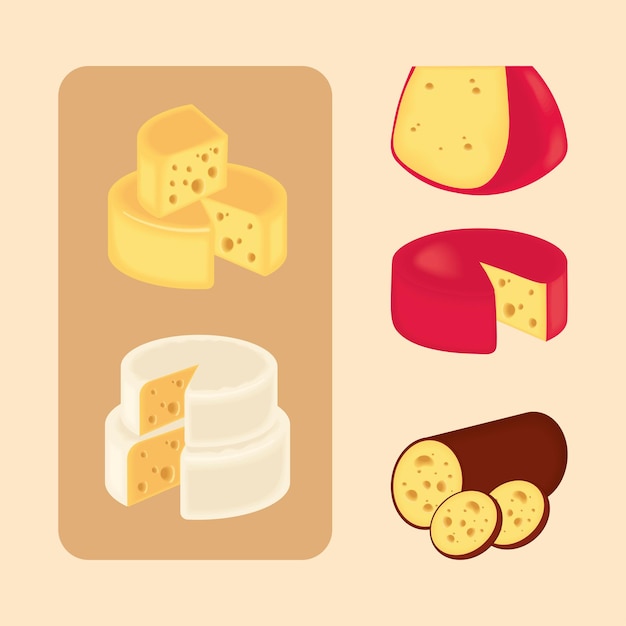 Vector conjunto de queso realista