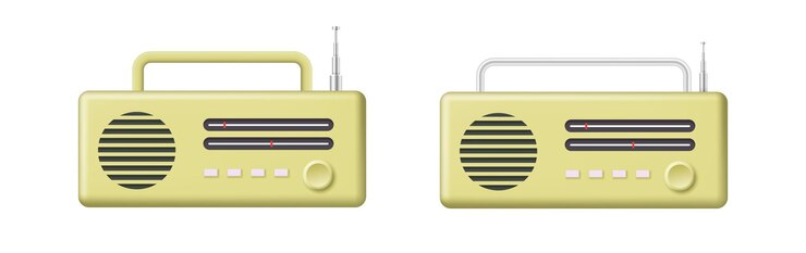 Vector conjunto de radio 3d retro radio clipart aislado en fondo blanco