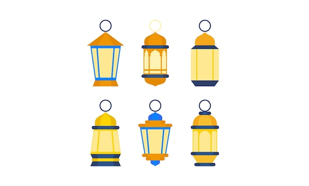 conjunto, de, ramadan, kareem, linterna, vector