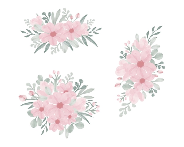 Vector conjunto de ramos florales acuarelas